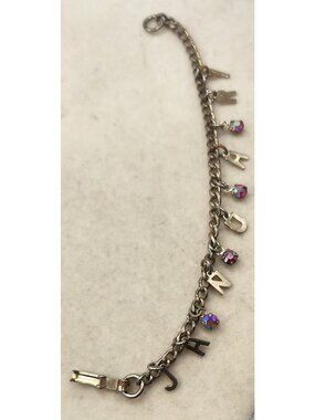 Vintage Charm Bracelet - JANUARY Letters & Aurelias Borealis Accent Charms
